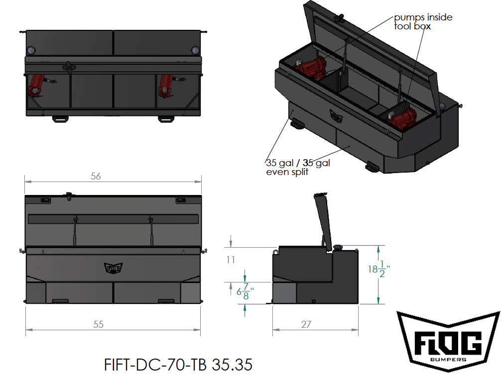60 Gal. Dual Cell Fuel Transfer Tank With Toolbox
