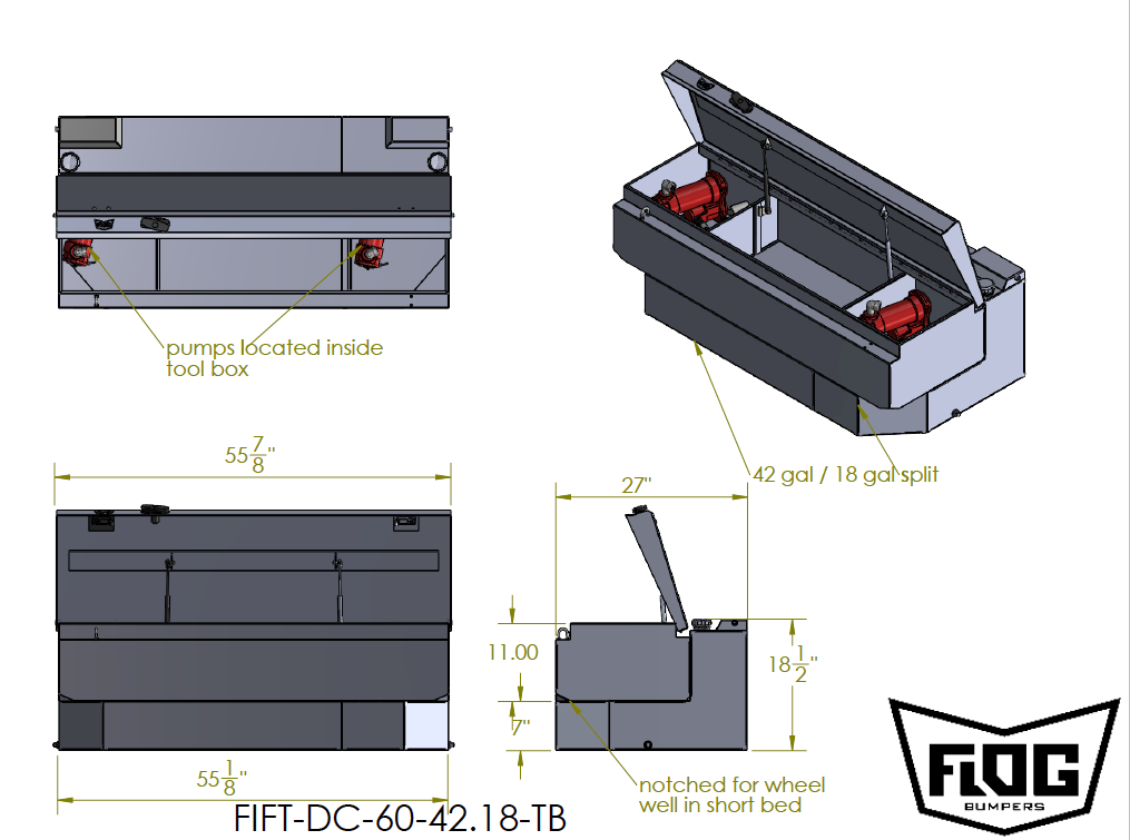 60 Gal. Dual Cell Fuel Transfer Tank With Toolbox – Flog Industries